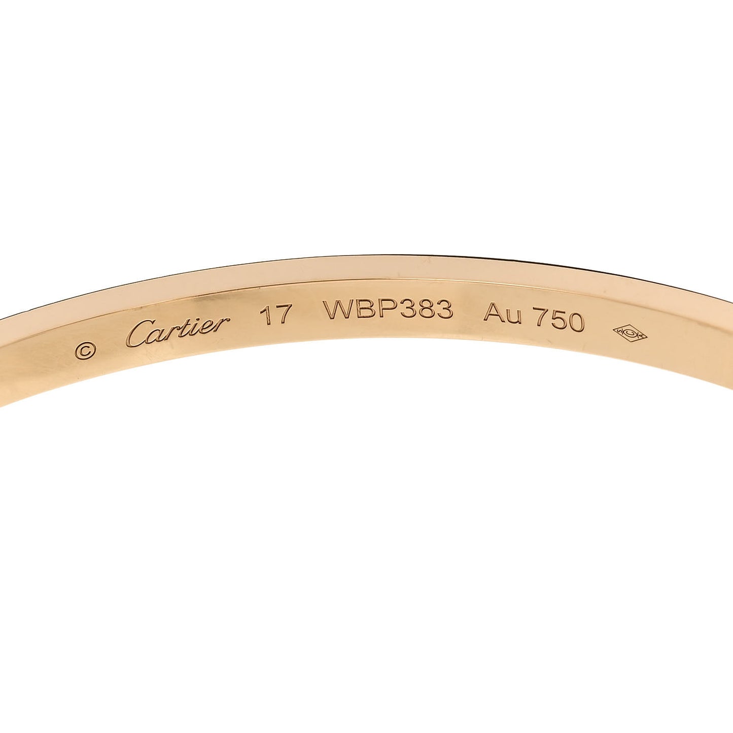 18K Yellow Gold 6 Diamond Small LOVE Bracelet 17