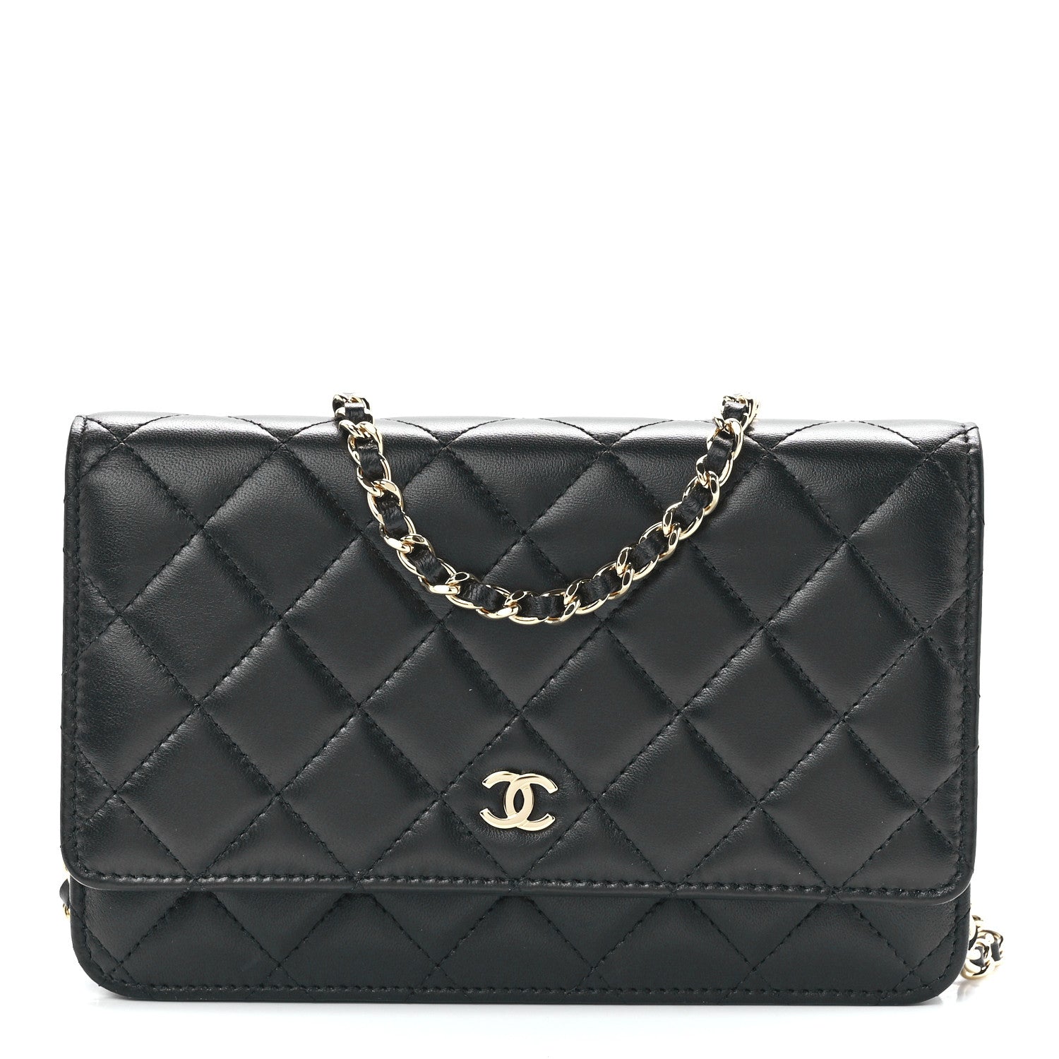 Chanel Lambskin Quilted Wallet On Chain WOC Black 1 of 12