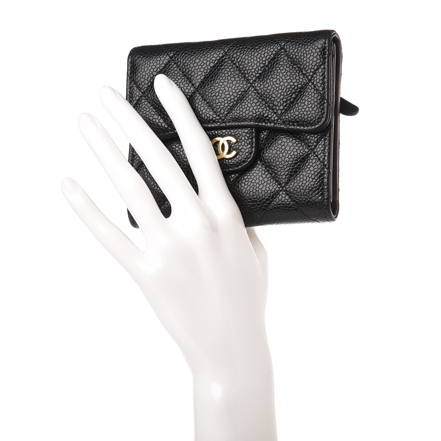 Chanel Caviar Quilted Compact Flap Wallet Black 2 of 8