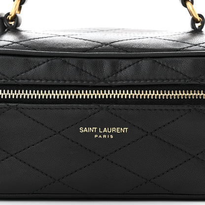 Saint Laurent Grain De Poudre Quilted Vanity Bag Top Handle Black 8 of 11