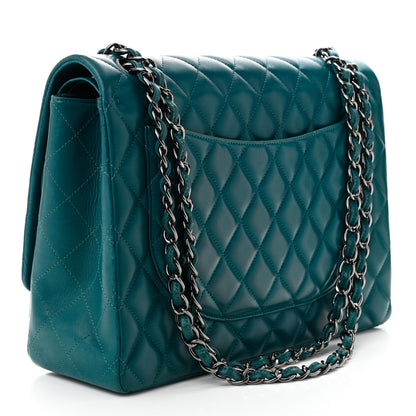 Chanel Lambskin Quilted Maxi Double Flap Turquoise 3 of 10