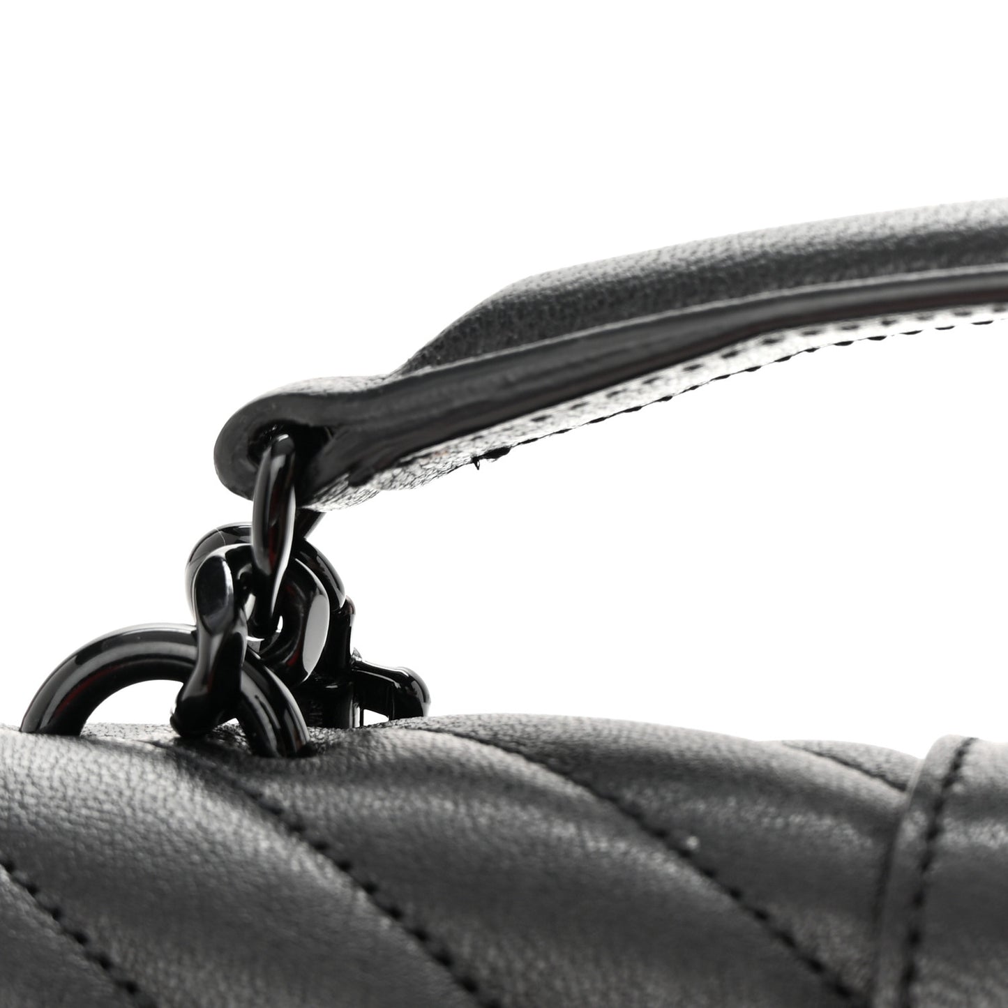 Sheepskin Matelasse Chevron Monogram Classic Baby Chain Bag Black