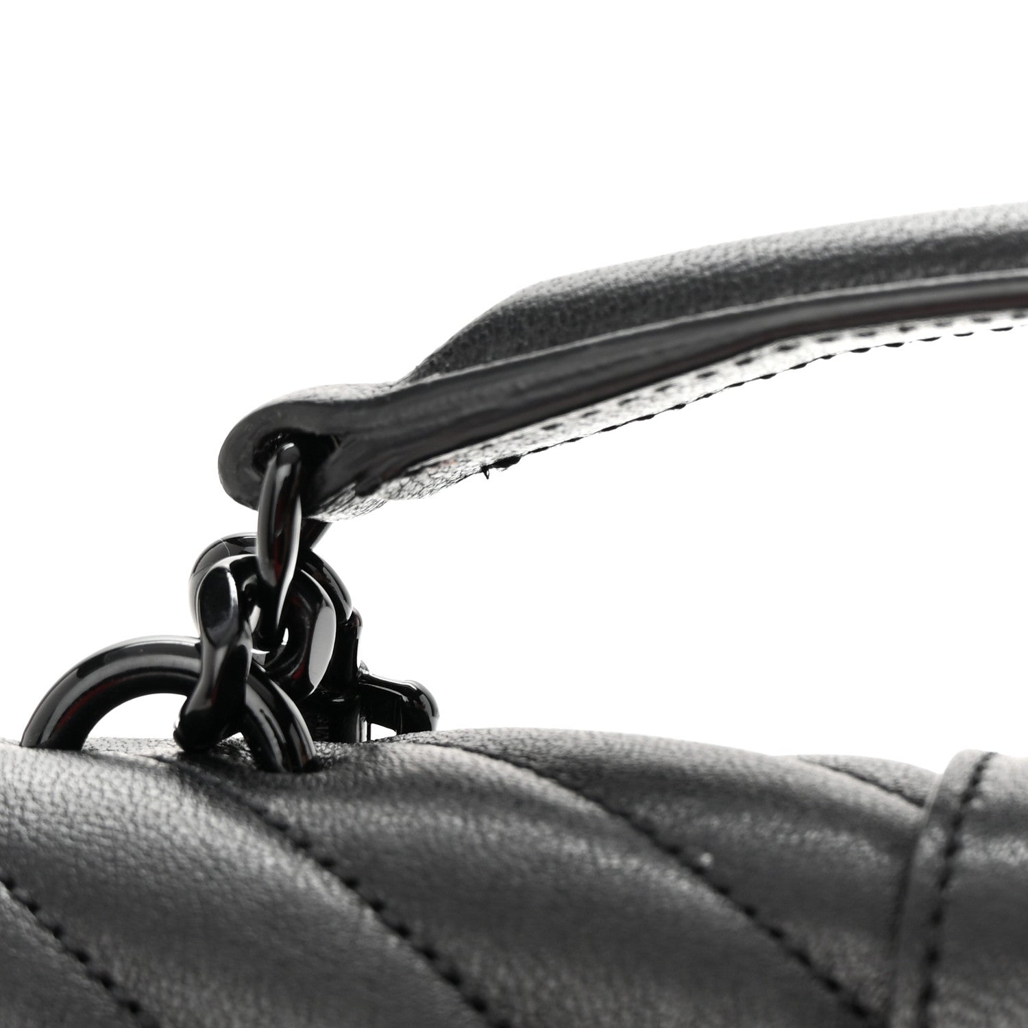 Saint Laurent Sheepskin Matelasse Chevron Monogram Classic Baby Chain Bag Black 13 of 15