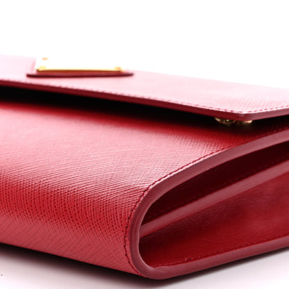 Prada Saffiano Wallet With Shoulder Strap Fuoco 11 of 11