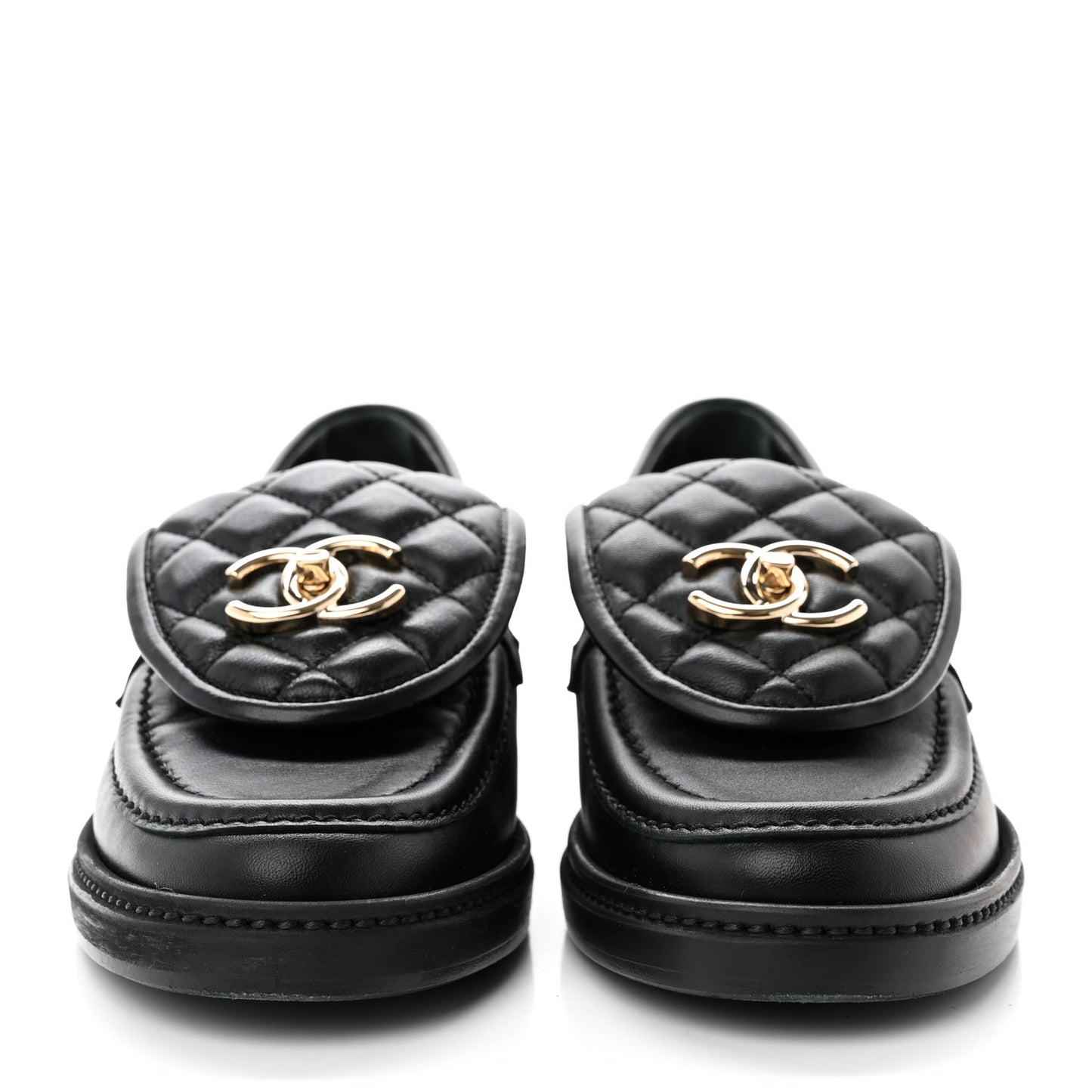 Lambskin Quilted CC Turnlock Loafers 36 Black