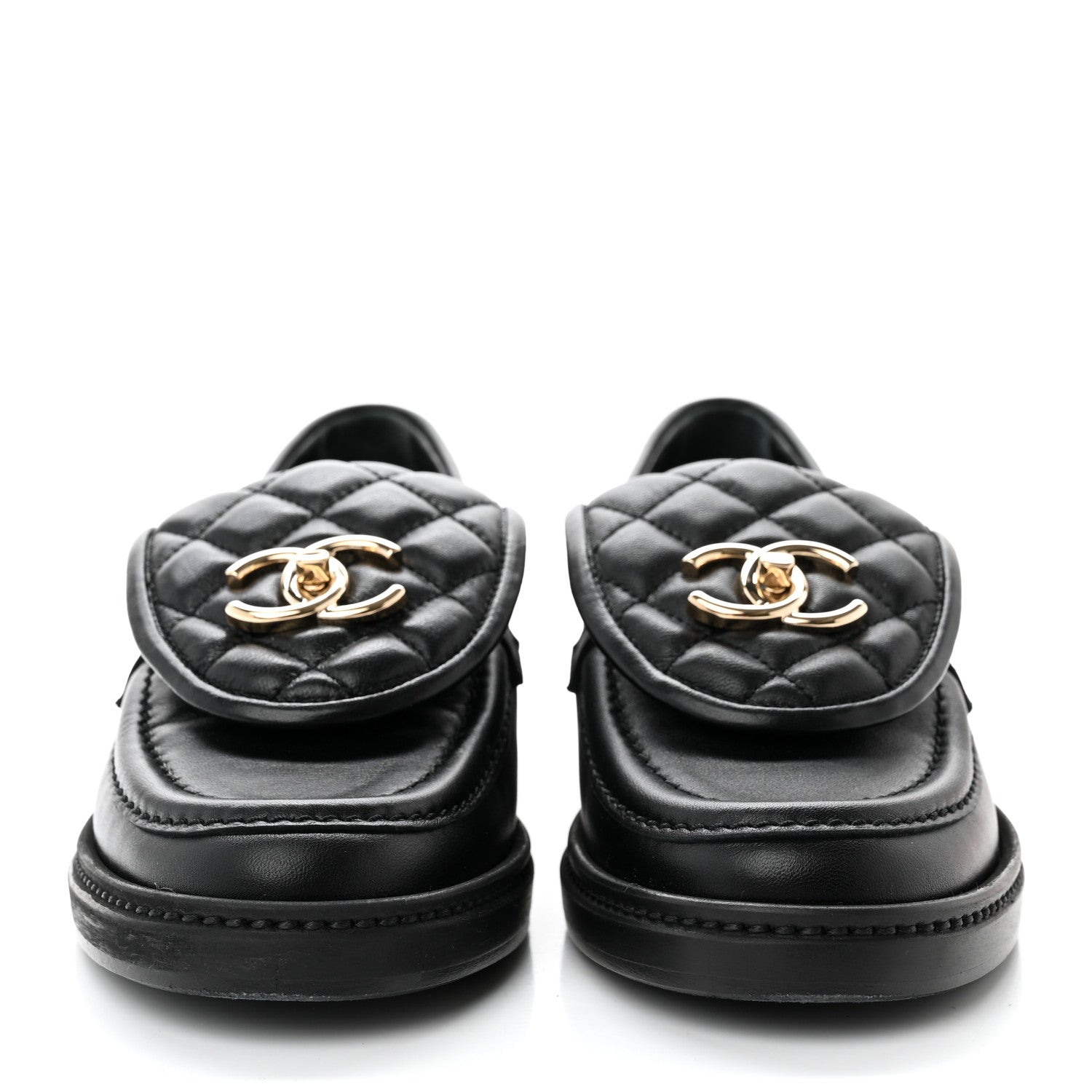 Chanel Lambskin Quilted CC Turnlock Loafers 36 Black 2 of 8