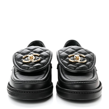 Chanel Lambskin Quilted CC Turnlock Loafers 36 Black 2 of 8