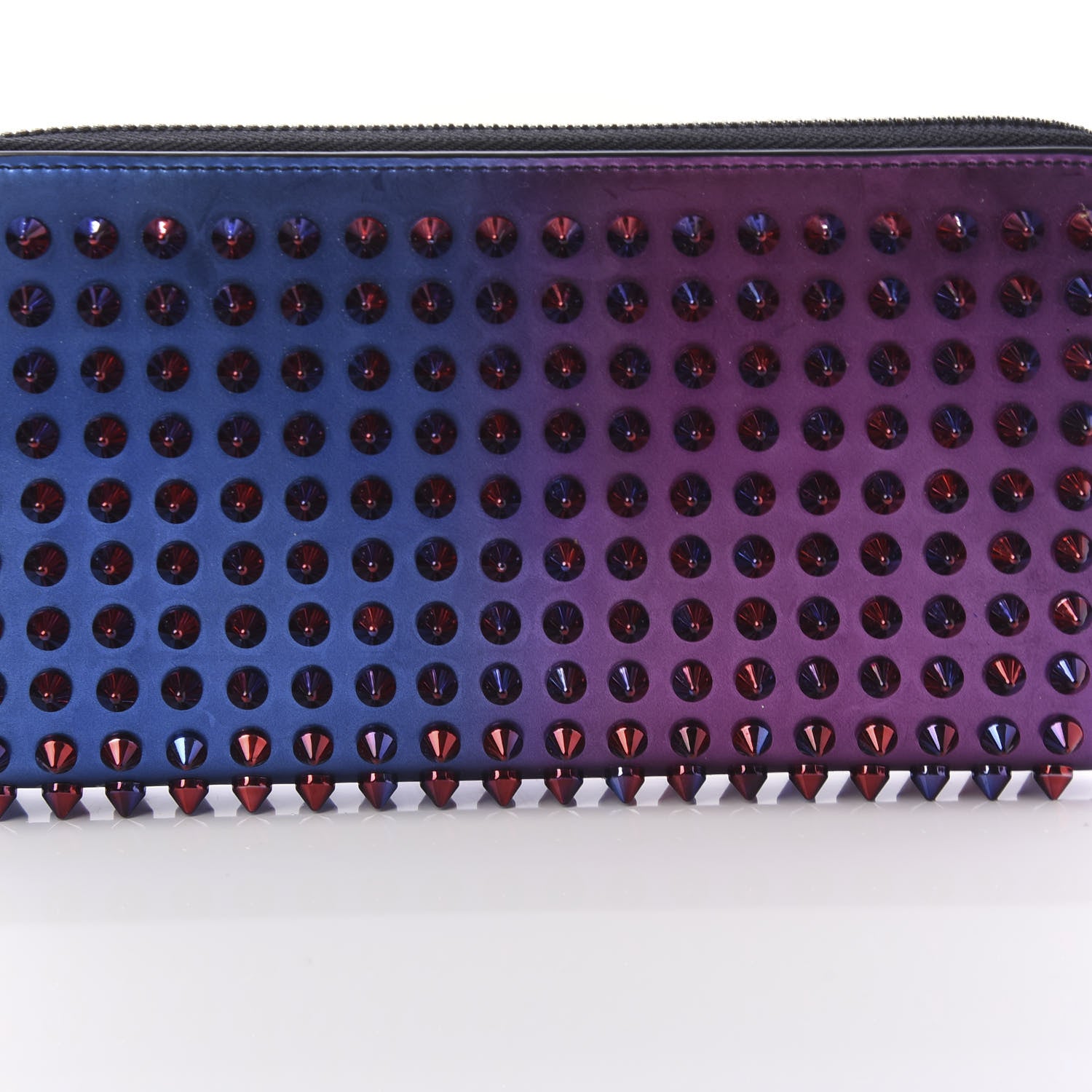 Christian Louboutin Patent Scarabe Spikes Panettone Zip Around Wallet Rose Digitale 9 of 9