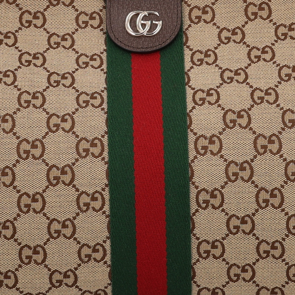 Gucci GG Monogram Web Large Giglio Tote Beige Brown 8 of 10