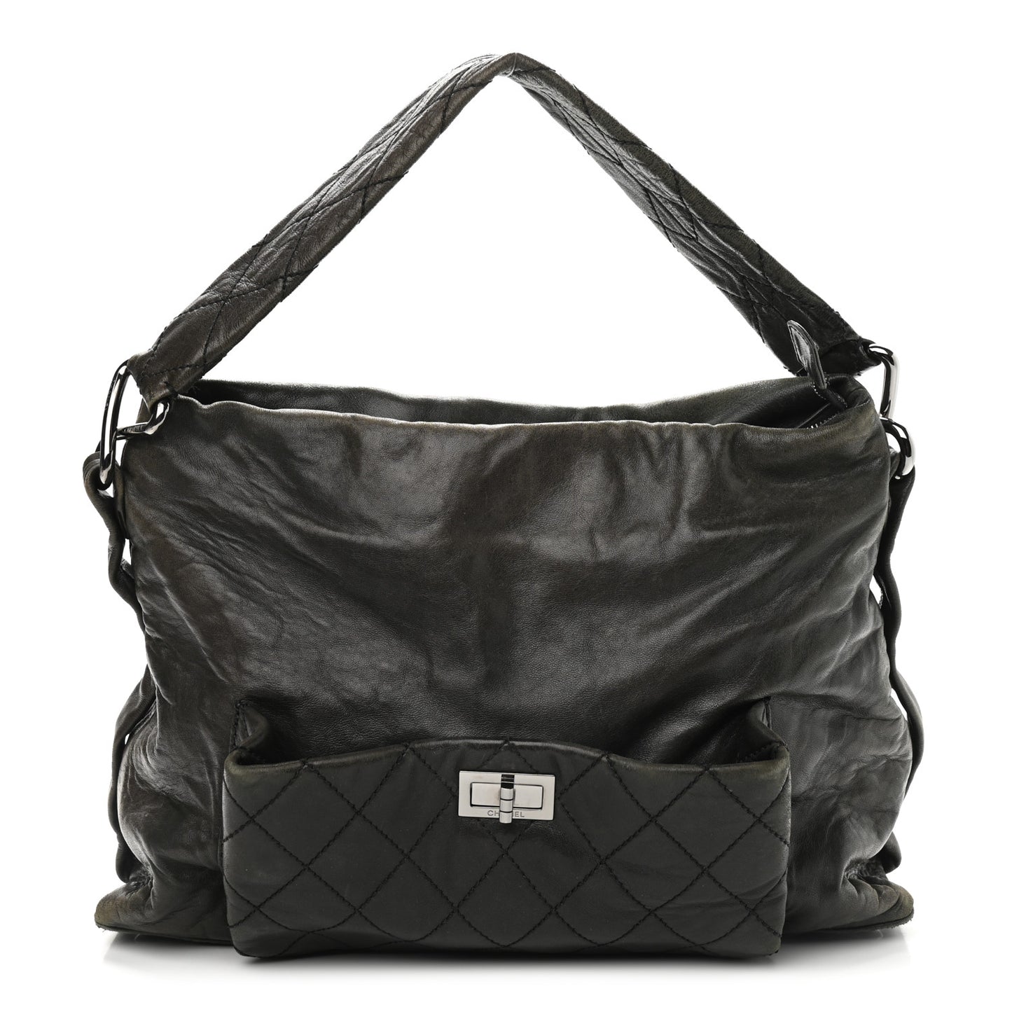 Lambskin Quilted Mademoiselle Hobo Black