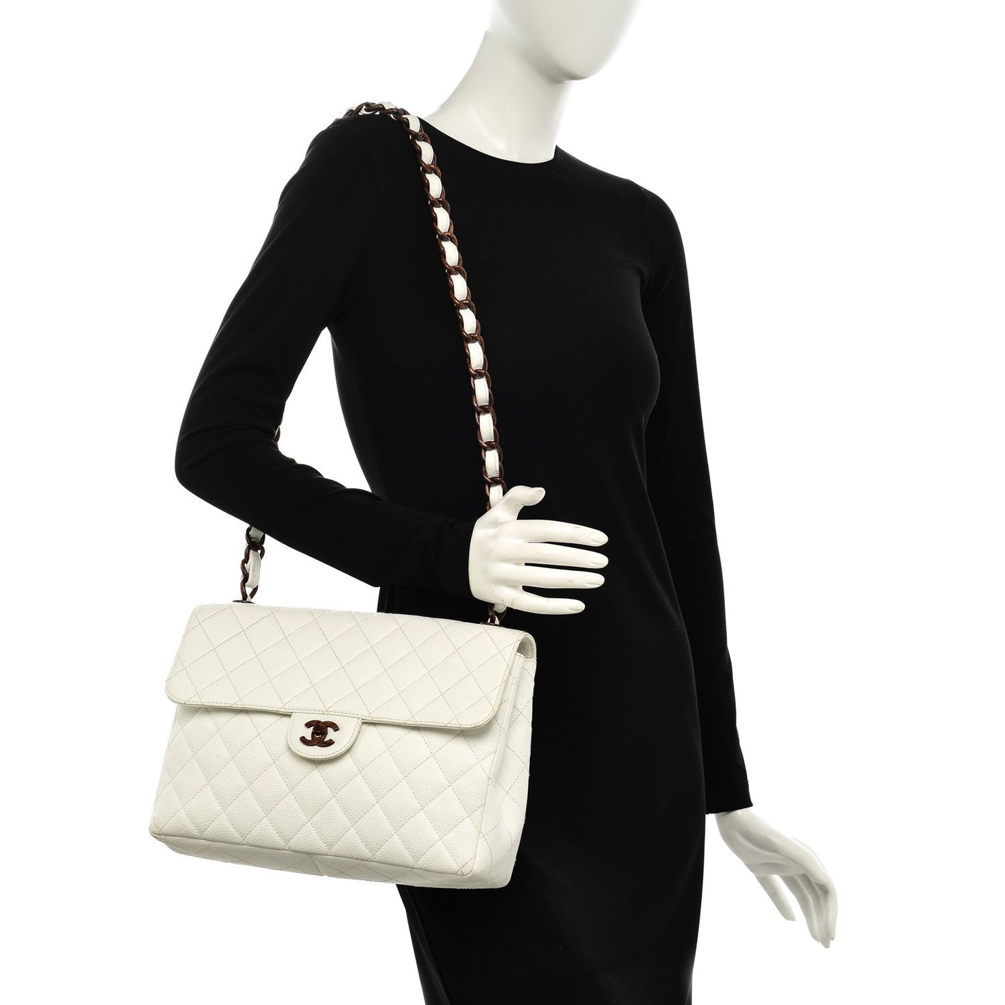 Caviar Quilted Bekko Jumbo Single Flap White