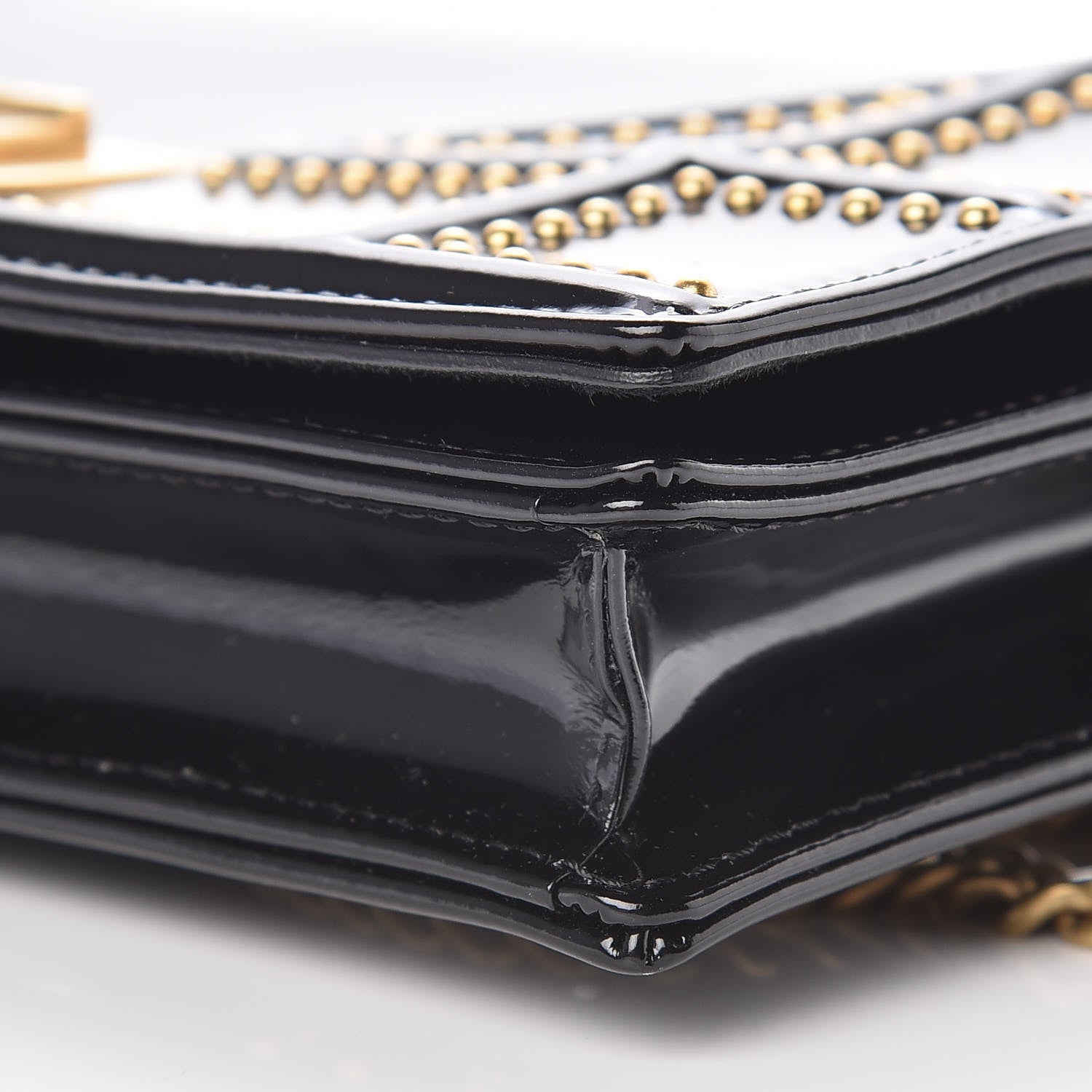 Christian Dior Patent Studded Diorama Wallet on Chain Pouch Black 9 of 10