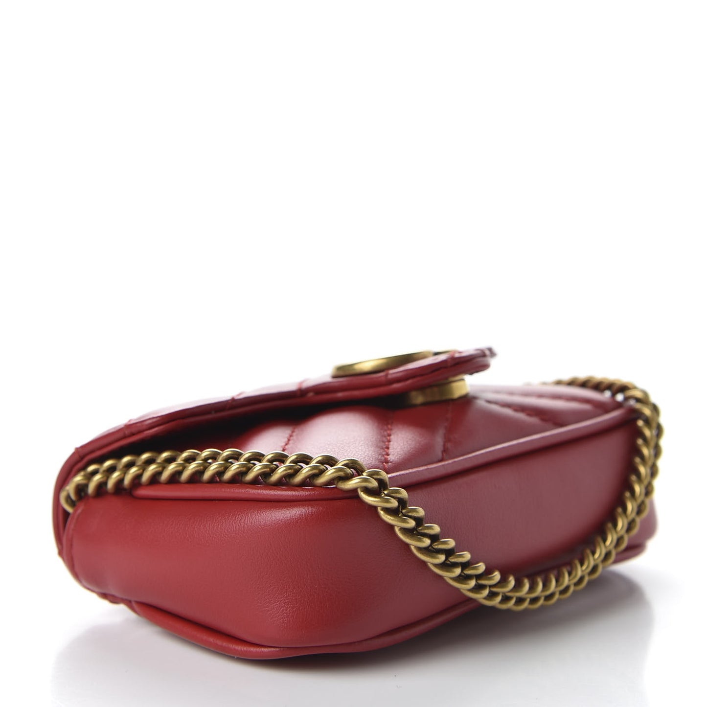 Calfskin Matelasse GG Marmont 2.0 Coin Purse On A Chain Hibiscus Red
