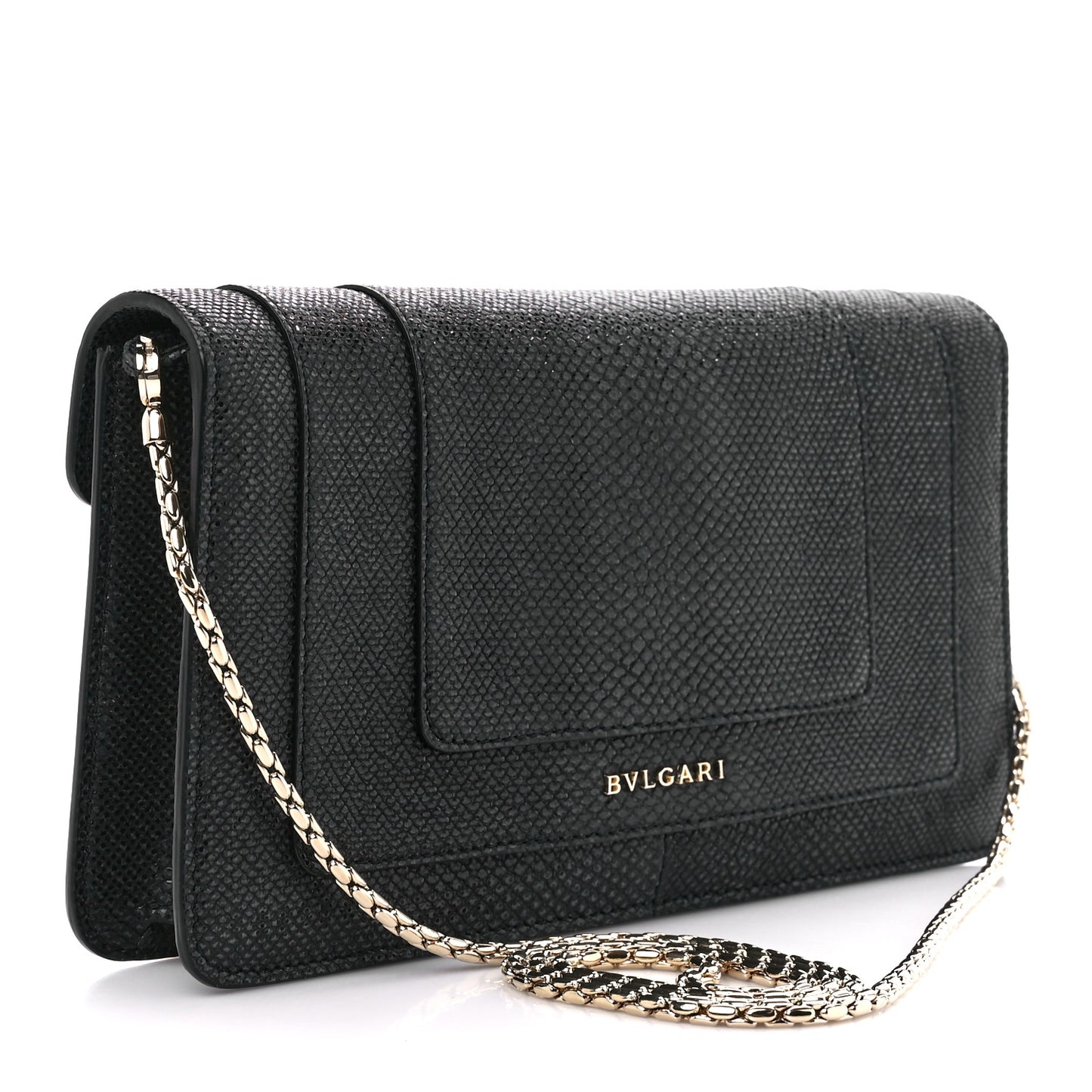 Metallic Karung Serpenti Forever Shoulder Bag Black