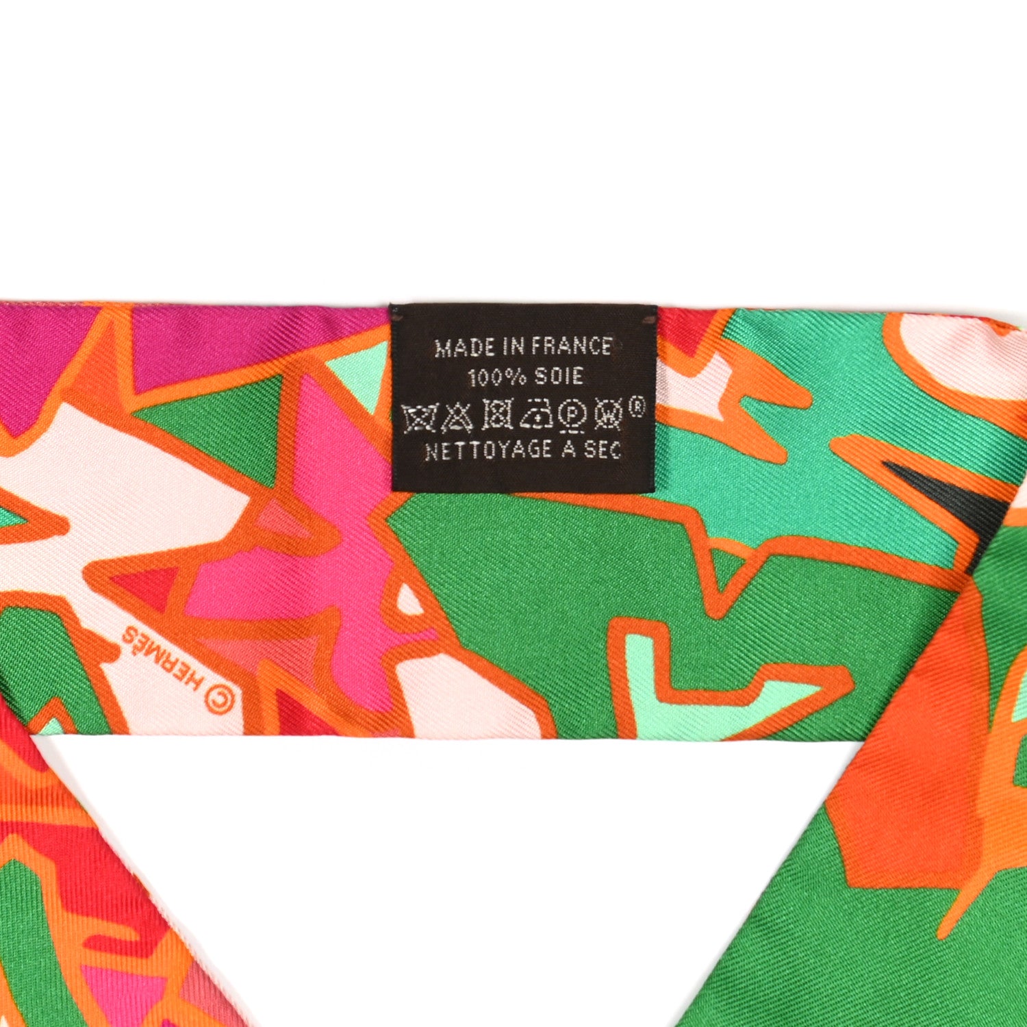 Hermes Silk Graff Graffiti Twilly Fuchsia Orange Vert 1005385