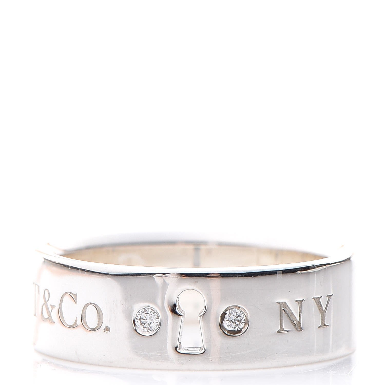 Tiffany Sterling Silver Diamond Locks Ring 53 6.25 1 of 9