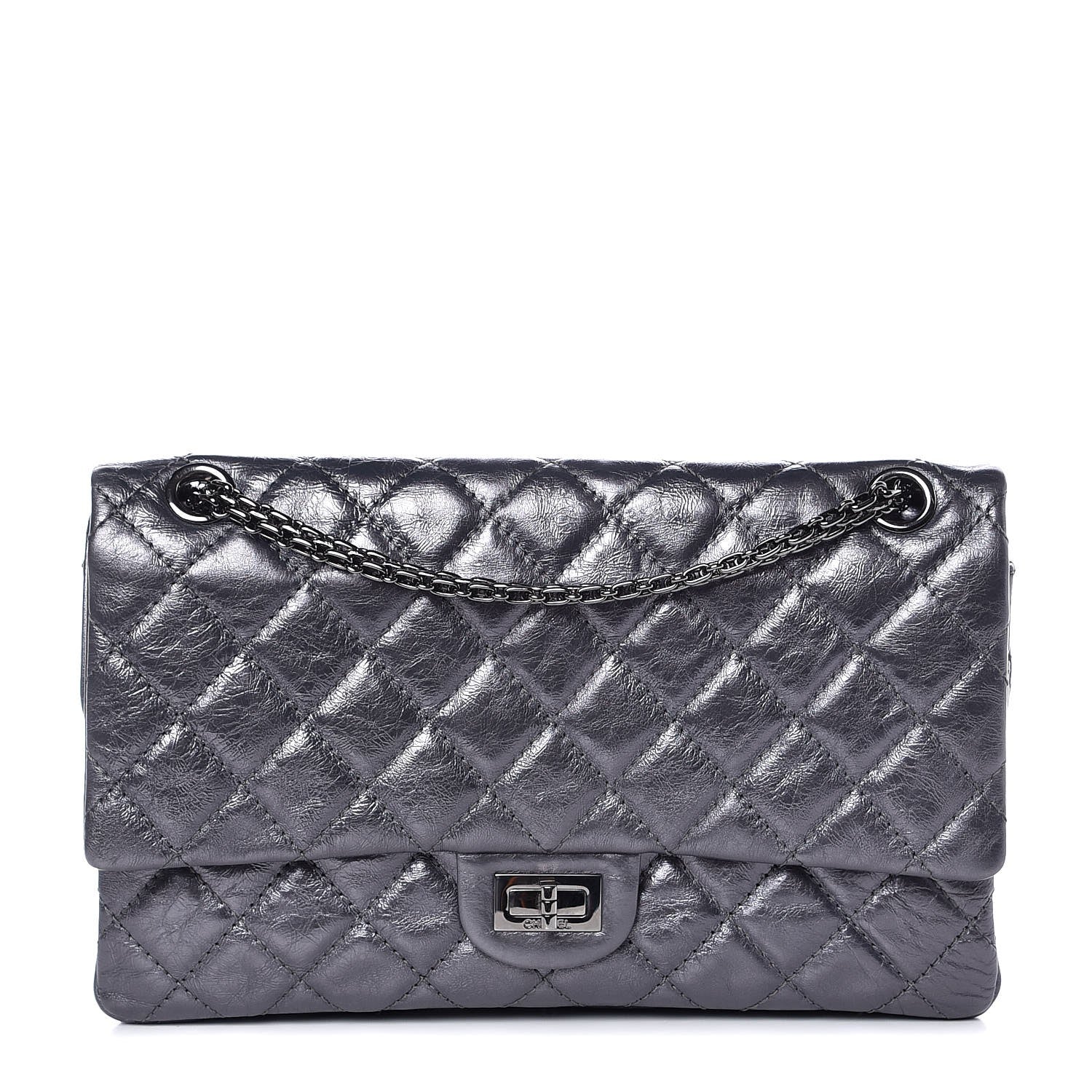 Chanel Metallic Aged Calfskin Quilted 2.55 Reissue 226 Flap Dark Silver 1 of 10
