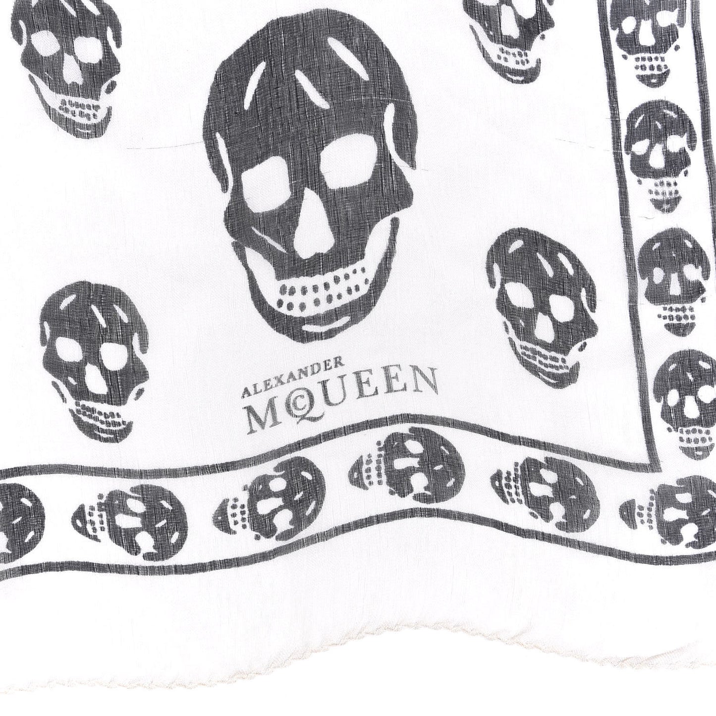 Silk Chiffon Skull Scarf Ivory Black