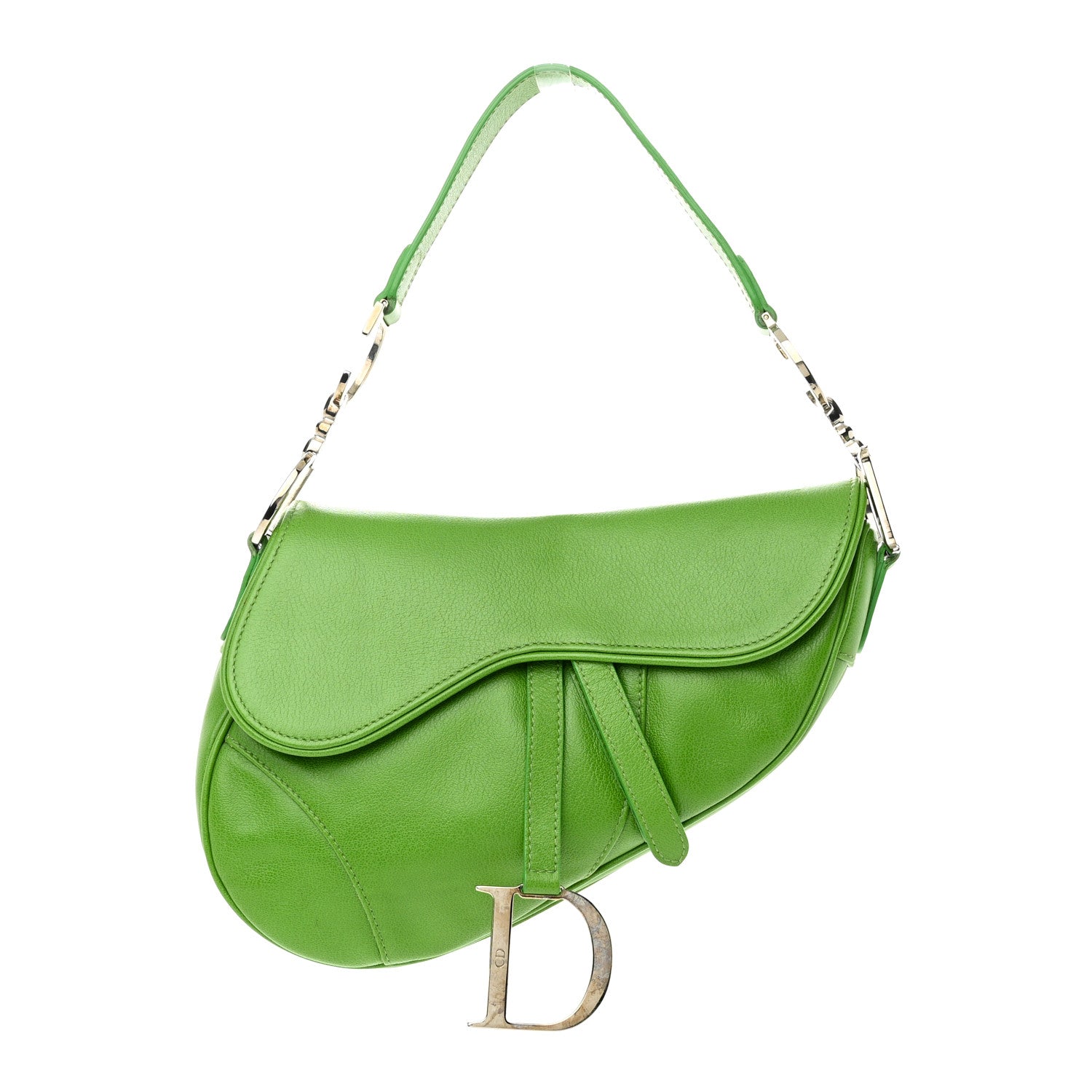 Christian Dior Shiny Goatskin Saddle Bag Green 1 of 18