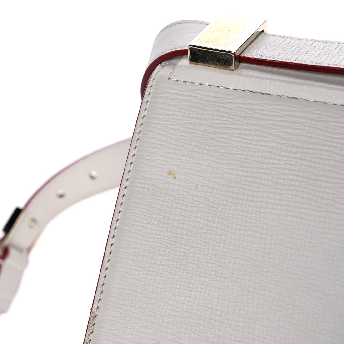 Textured Calfskin Medium Pandora Box Crossbody Bag White
