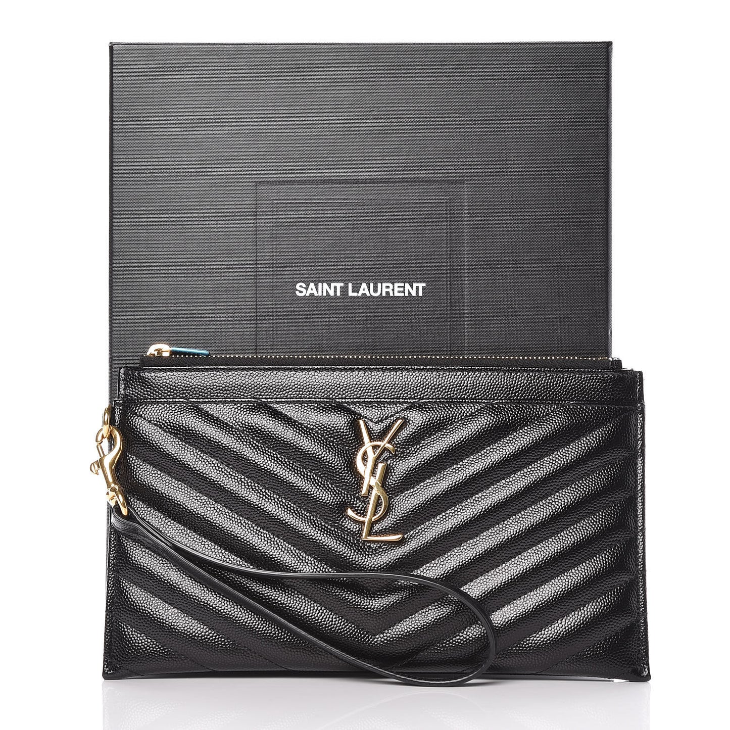 Grain De Poudre Chevron Monogram Bill Pouch Black