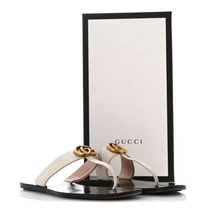 Gucci Calfskin GG Marmont Thong Sandals 38 Mystic White 10 of 10
