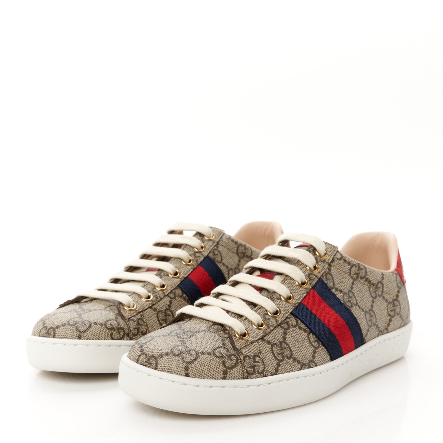 GG Supreme Monogram Womens Ace Low-Top Sneaker 35.5 Beige