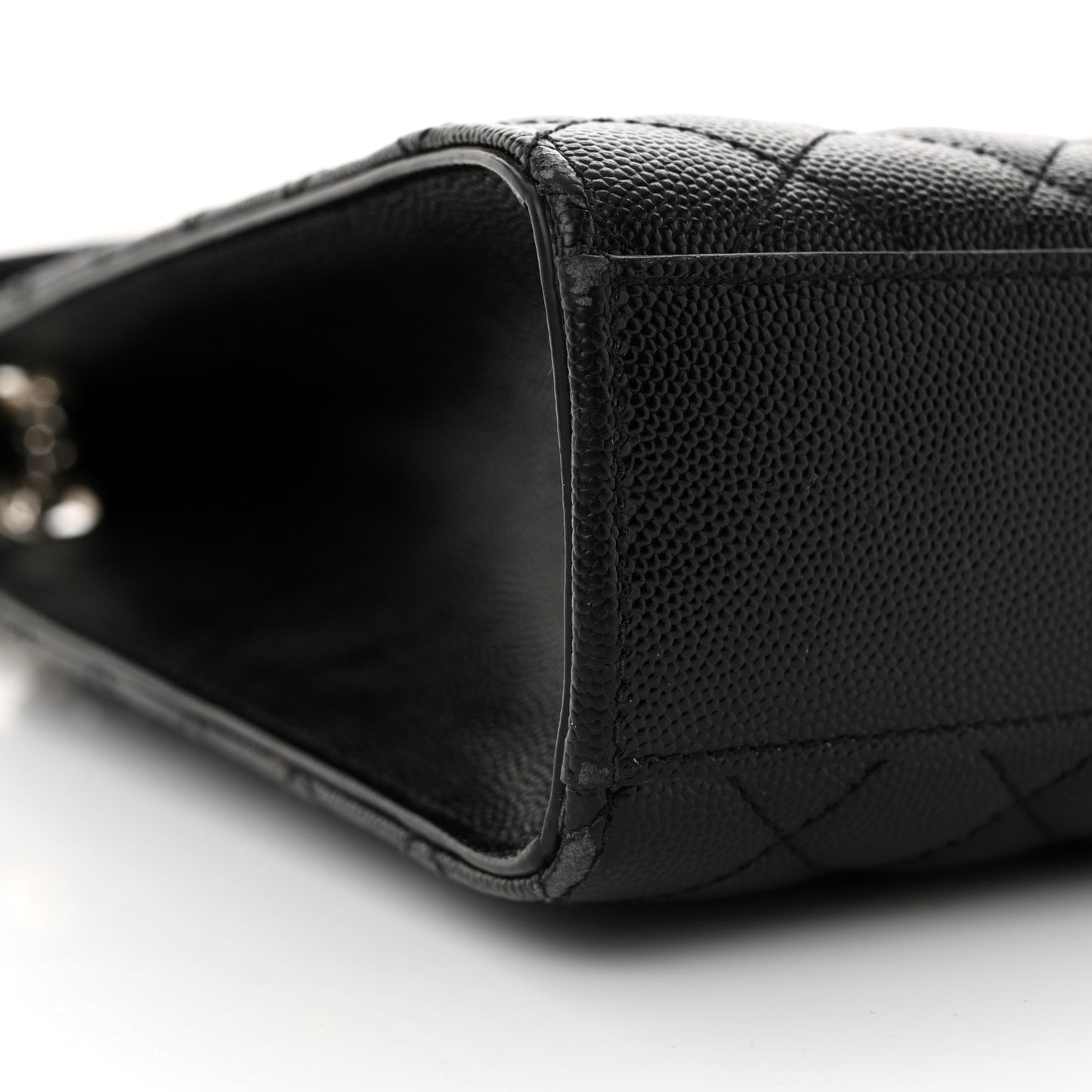 Grain De Poudre Textured Mixed Matelasse Large Triquilt Monogram Satchel Black