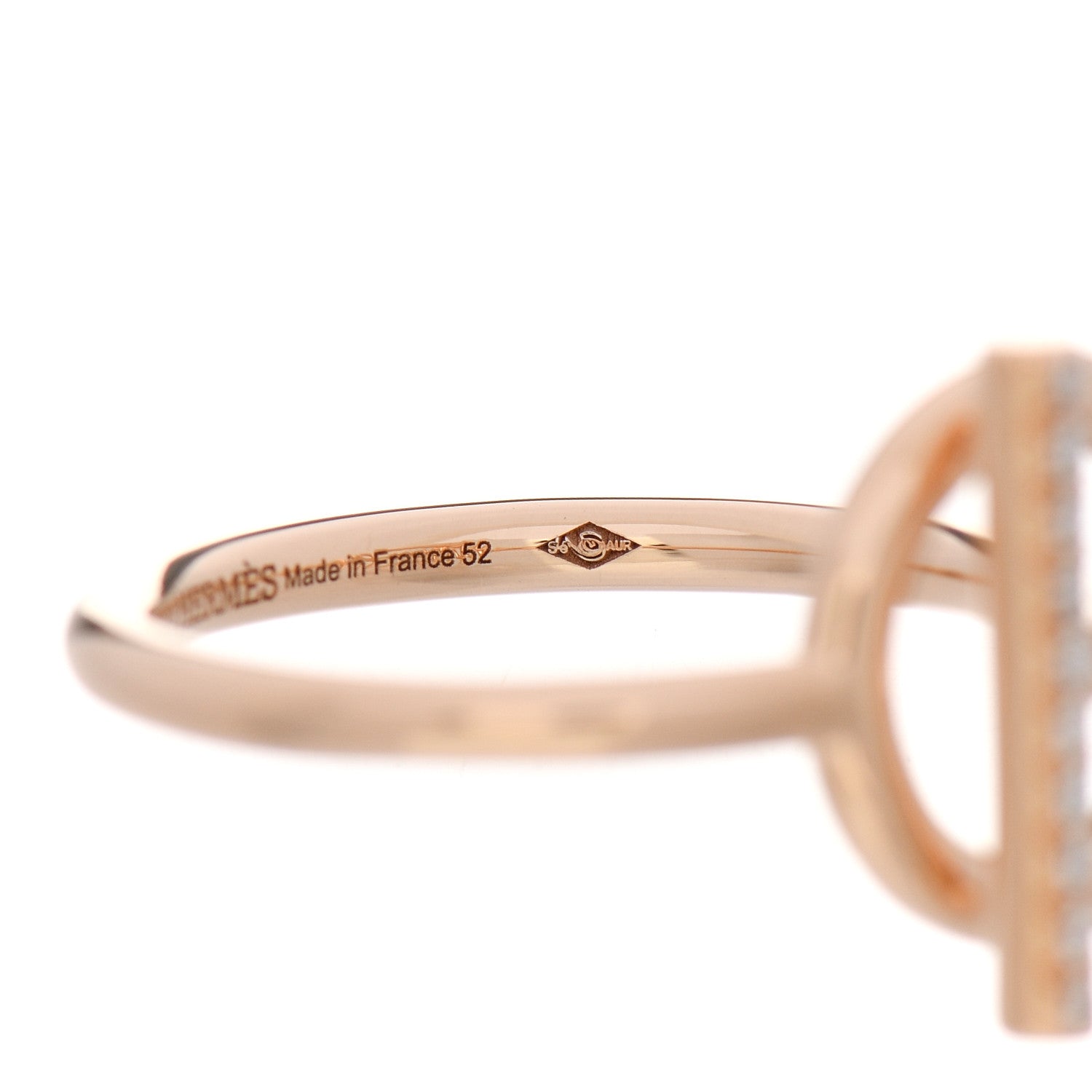 Hermes 18K Rose Gold Diamond PM Echappee Ring 52 6 5 of 6
