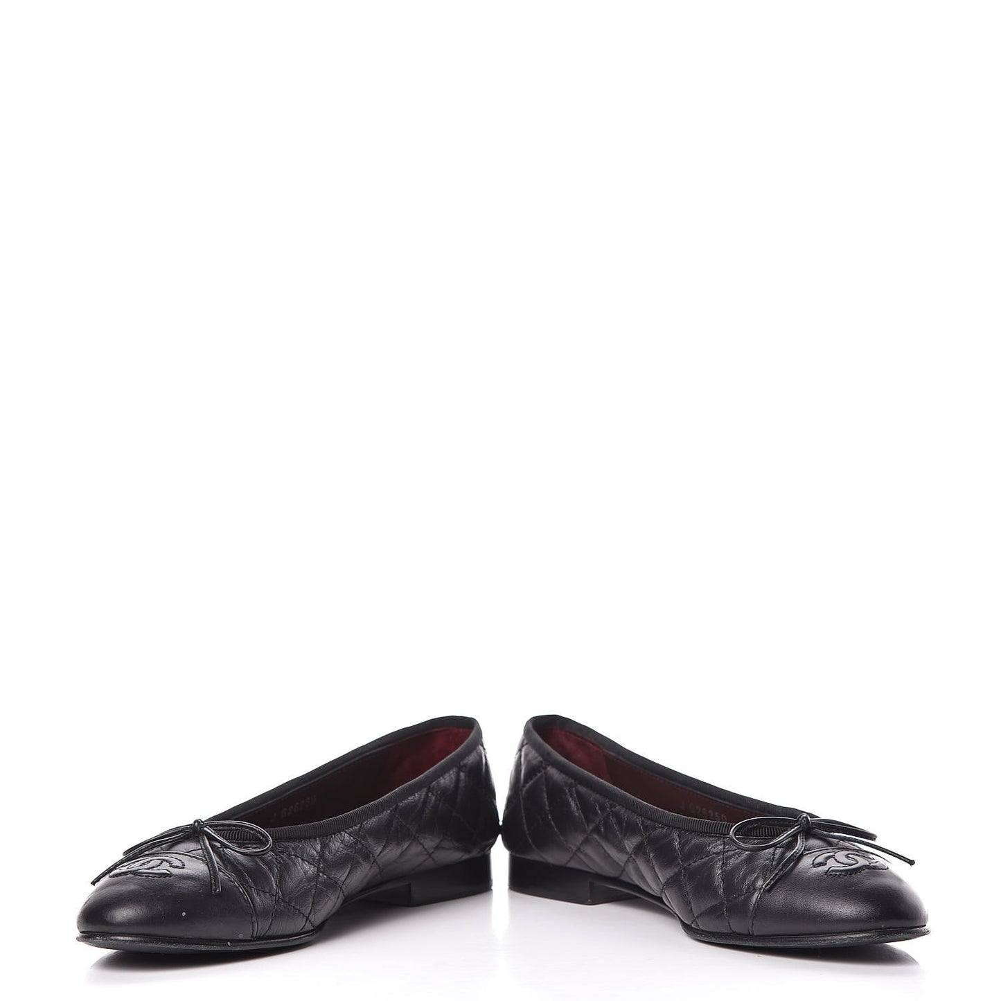 Aged Calfskin Quilted CC Cap Toe Ballerina Flats 36.5 Black