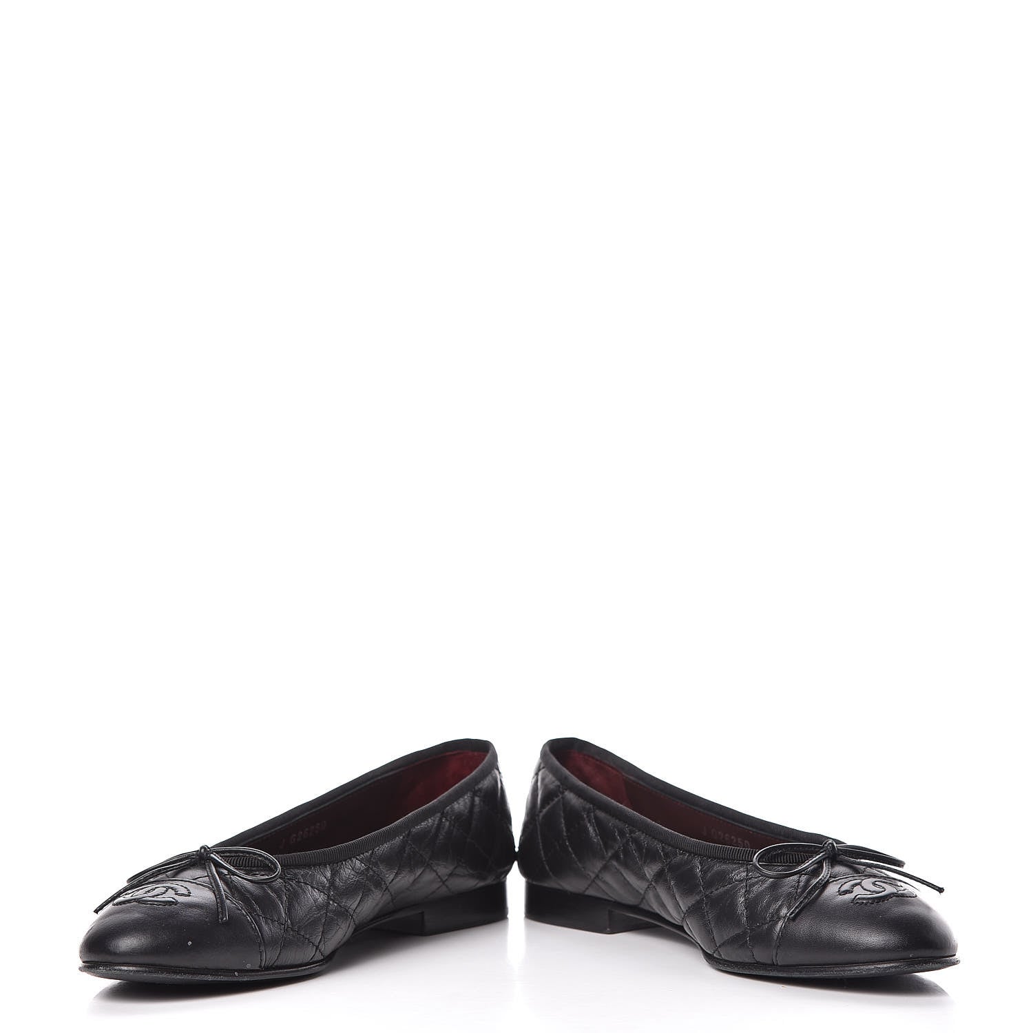 Chanel Aged Calfskin Quilted CC Cap Toe Ballerina Flats 36.5 Black 6 of 14