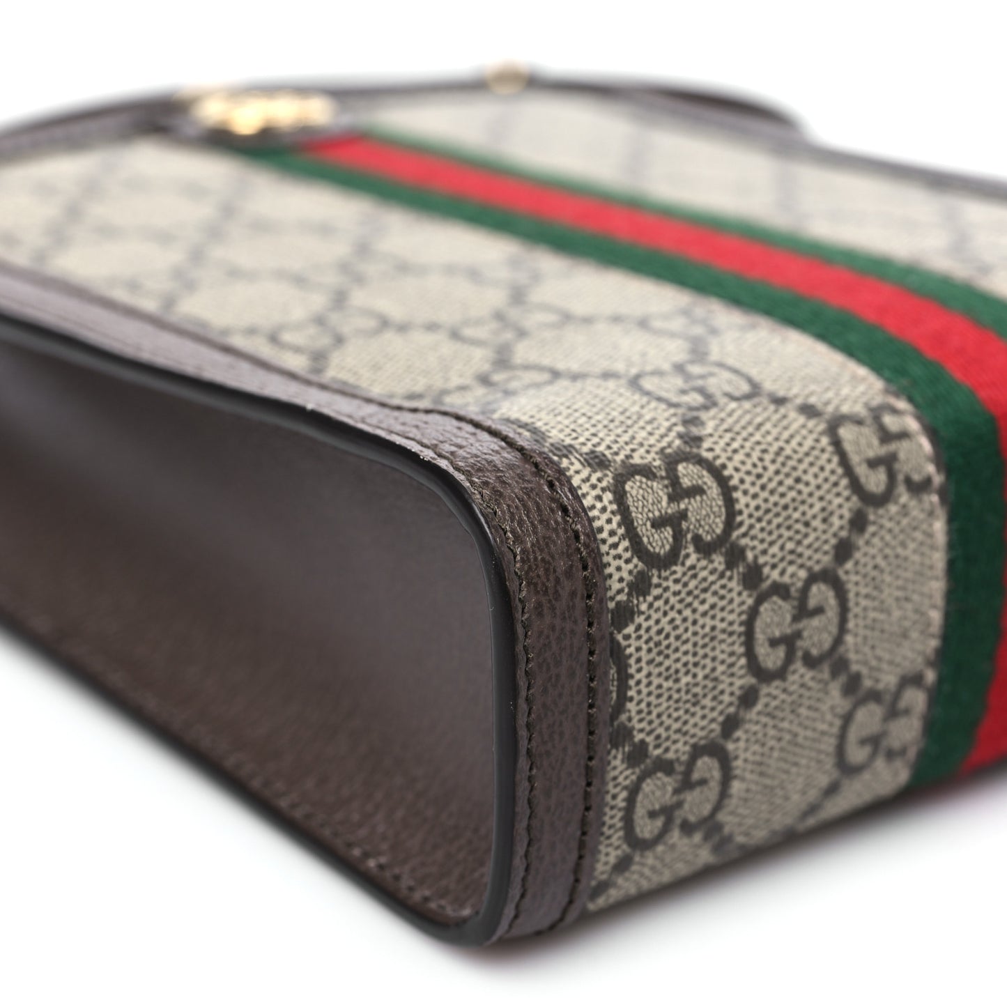 GG Supreme Monogram Textured Dollar Calfskin Web Super Mini Ophidia Mini Tote Bag Beige Ebony New Acero