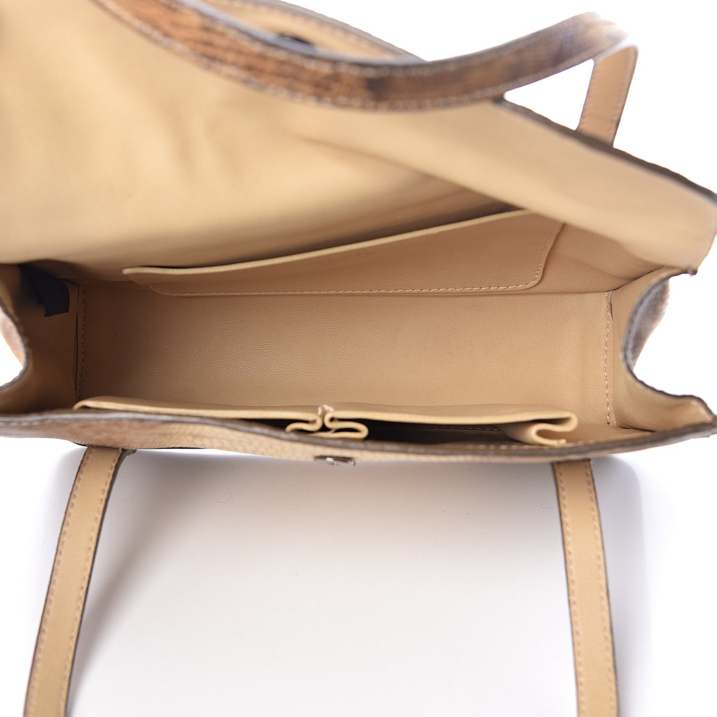 Lizard Calfskin Embossed Top Handle Flap