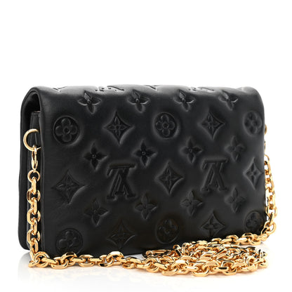 Louis Vuitton Lambskin Embossed Monogram Pochette Coussin Black 3 of 10