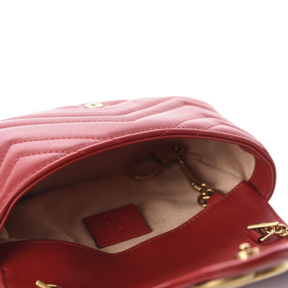 Gucci Calfskin Matelasse Super Mini GG Marmont Shoulder Bag Hibiscus Red 5 of 10