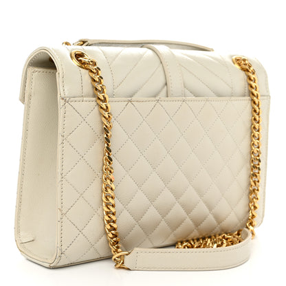 Saint Laurent Grain De Poudre Textured Mixed Matelasse Medium Triquilt Monogram Satchel Crema Soft 3 of 11