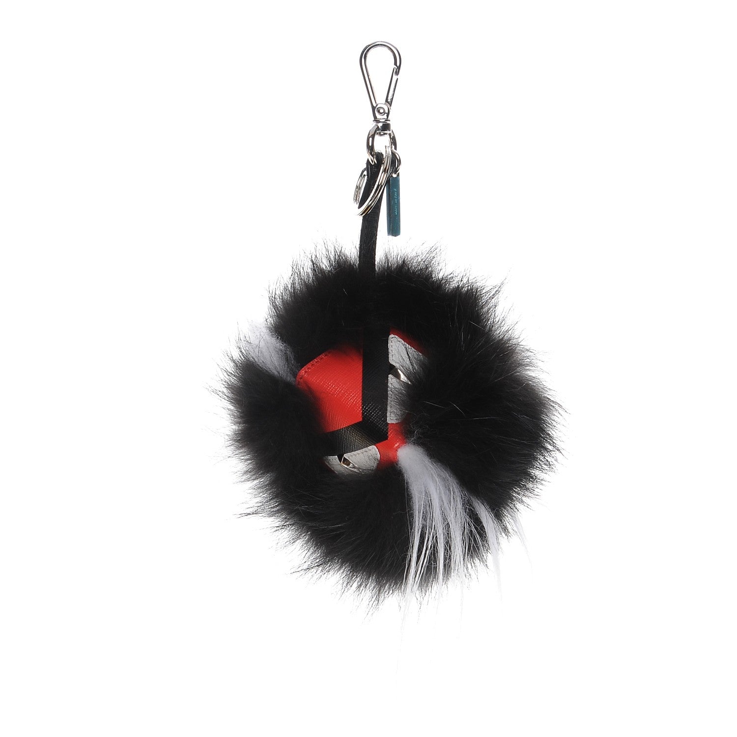 Fendi Vitello Elite Fox Goat Fur Igor Monster Bag Bug Cube Charm Rosso Black White 1 of 5
