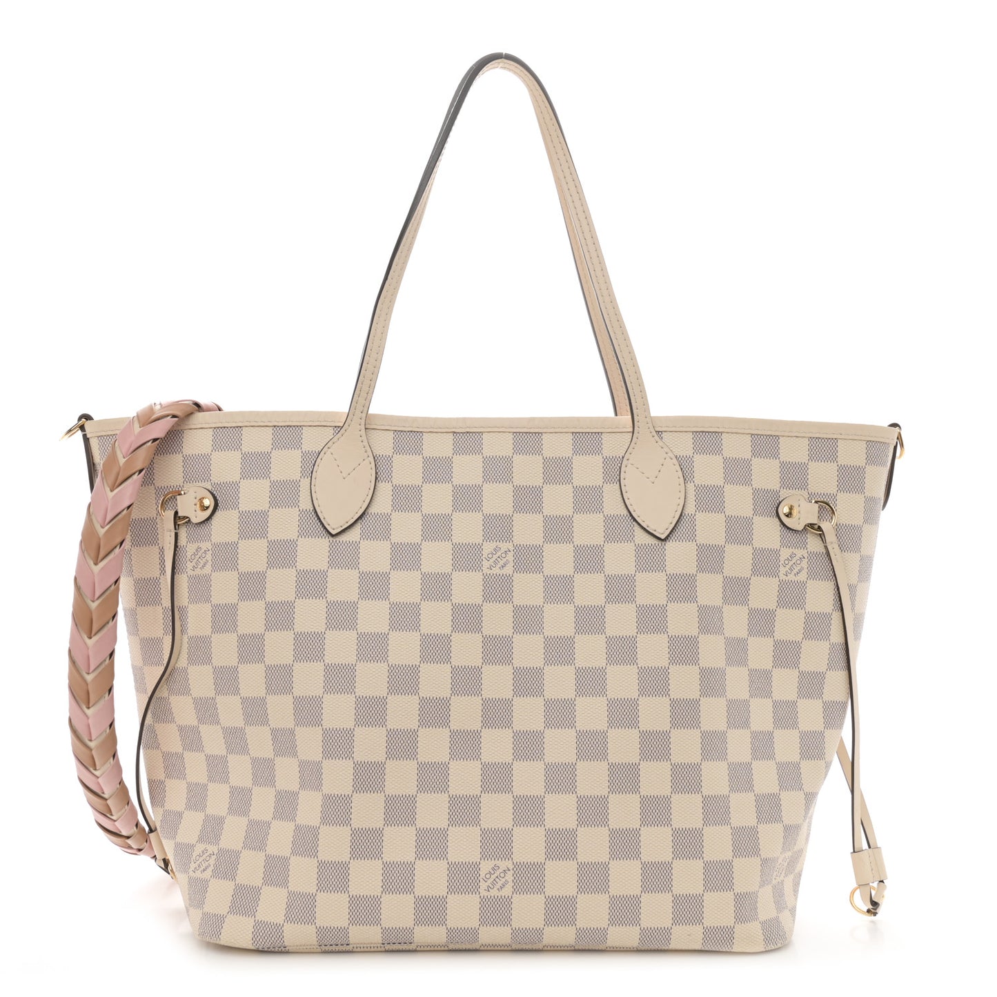 Damier Azur Braided Neverfull MM Pink