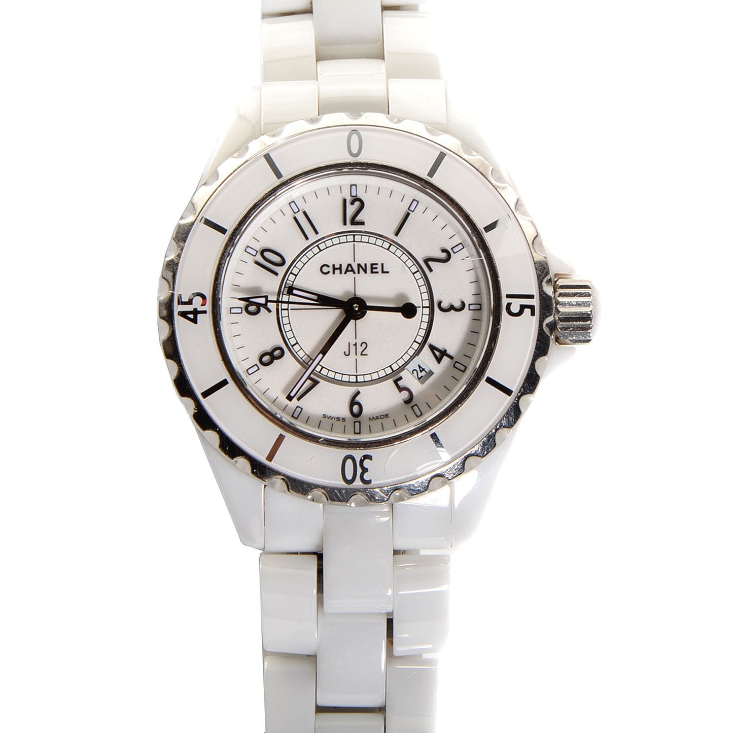 Stainless Steel Ceramic 33mm J12 Quartz Watch White