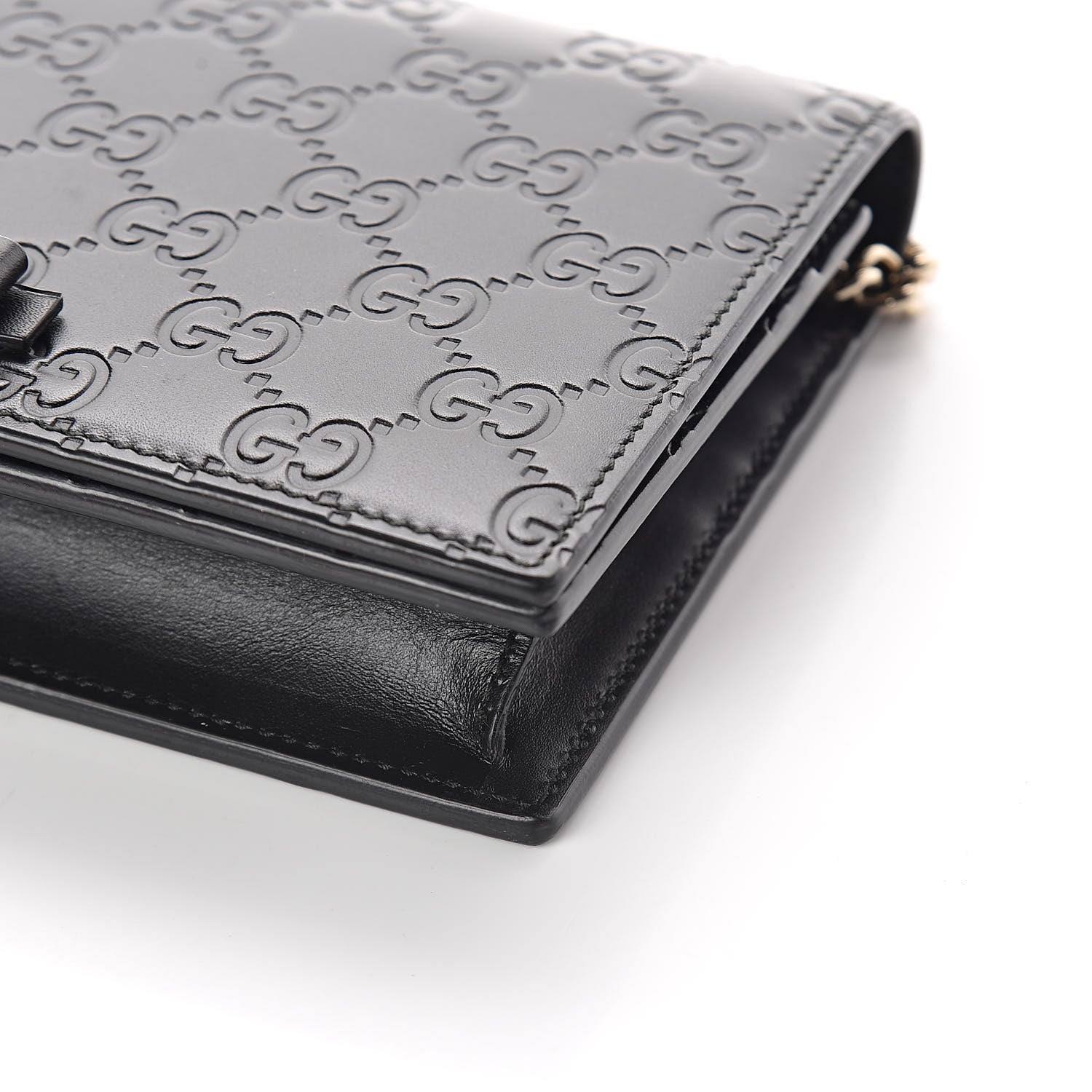 Gucci Guccissima Signature Bowy Chain Wallet Black 8 of 9