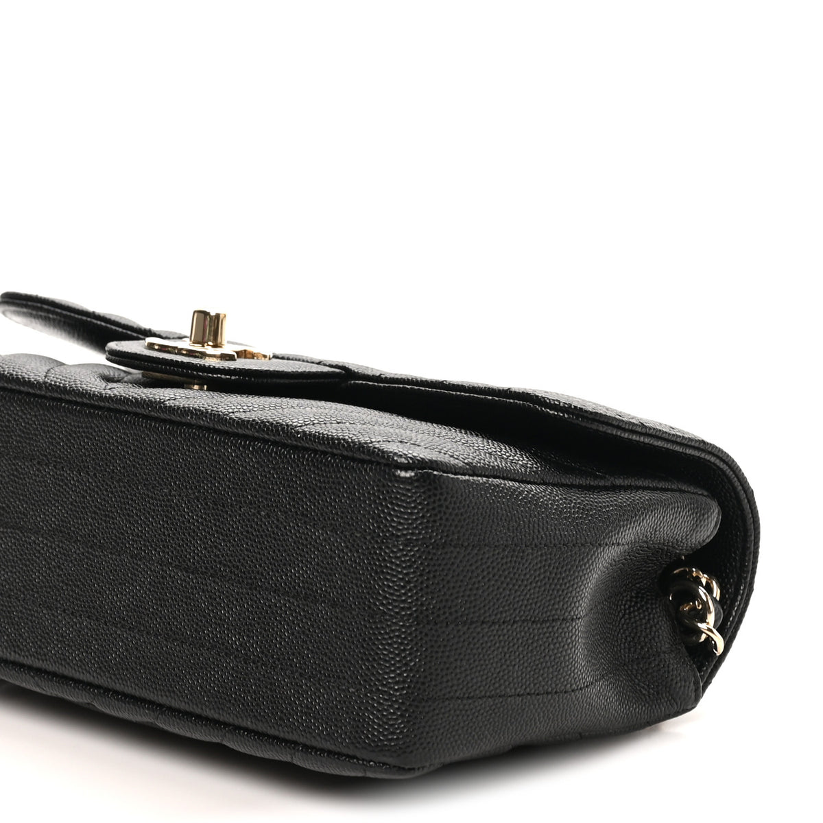 Caviar Chevron Quilted Mini Rectangular Flap Black