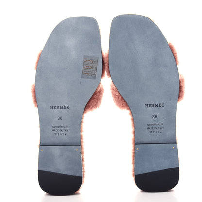 Hermes Woolskin Oran Sandals 36 Rose Aube 6 of 10