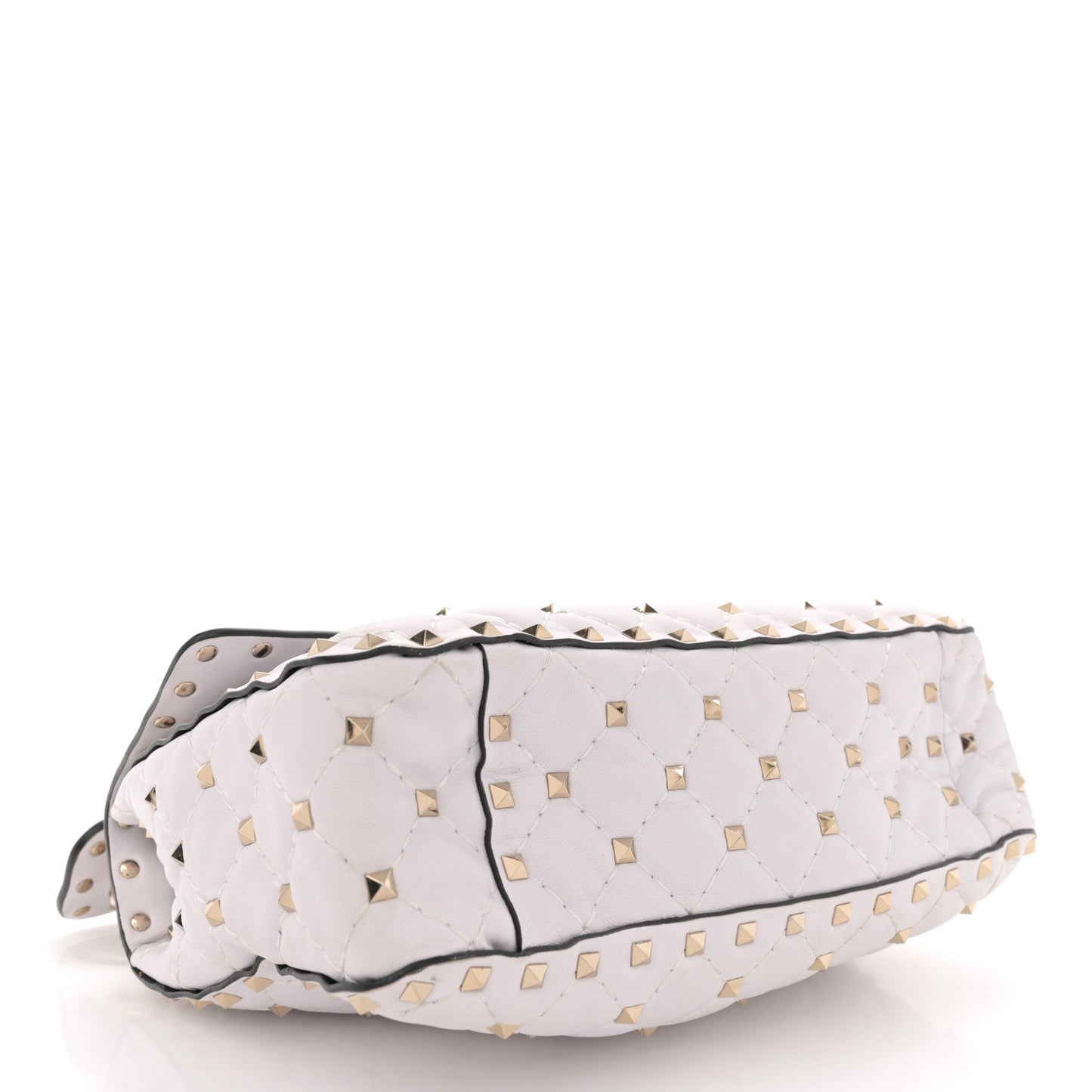 Lambskin VLTN Print Medium Rockstud Spike Shoulder Bag Optic White Black