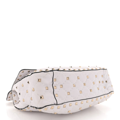 Valentino Garavani Lambskin VLTN Print Medium Rockstud Spike Shoulder Bag Optic White Black 4 of 10