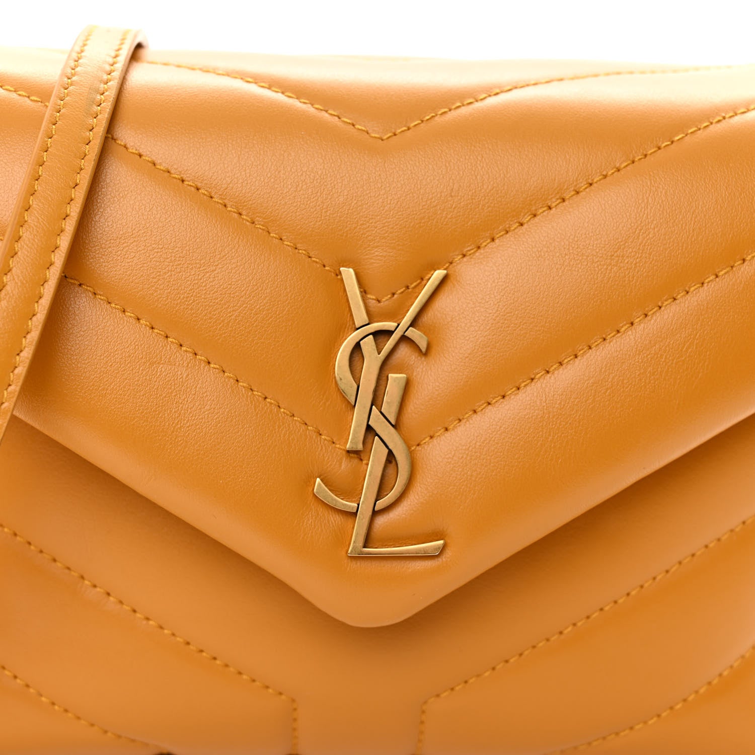 Saint Laurent Calfskin Y Quilted Monogram Toy Loulou Crossbody Bag Cheddar 7 of 9