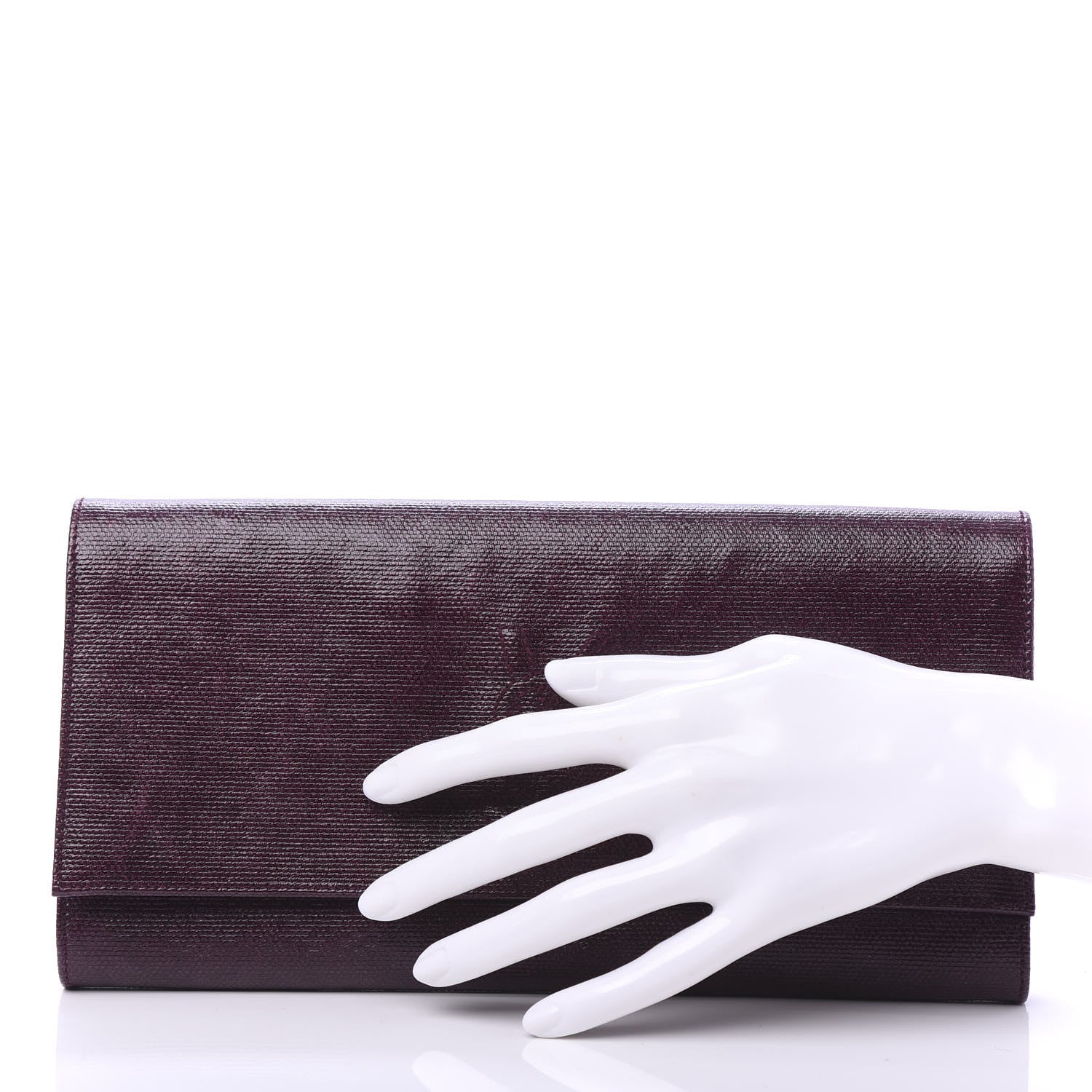 Saint Laurent Coated Linen Monogram Small Belle de Jour Clutch Prune 2 of 9