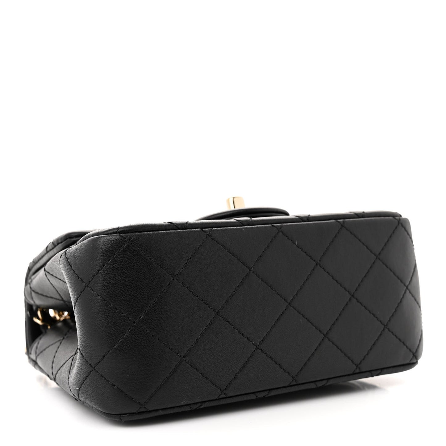 Lambskin Quilted Enamel Mini Pearl Crush Flap Black