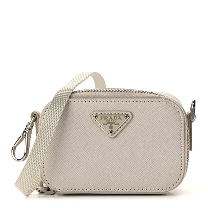 Prada Saffiano Travel Metal Triangle Logo Mini Pouch Shoulder Bag Talsco 1 of 8
