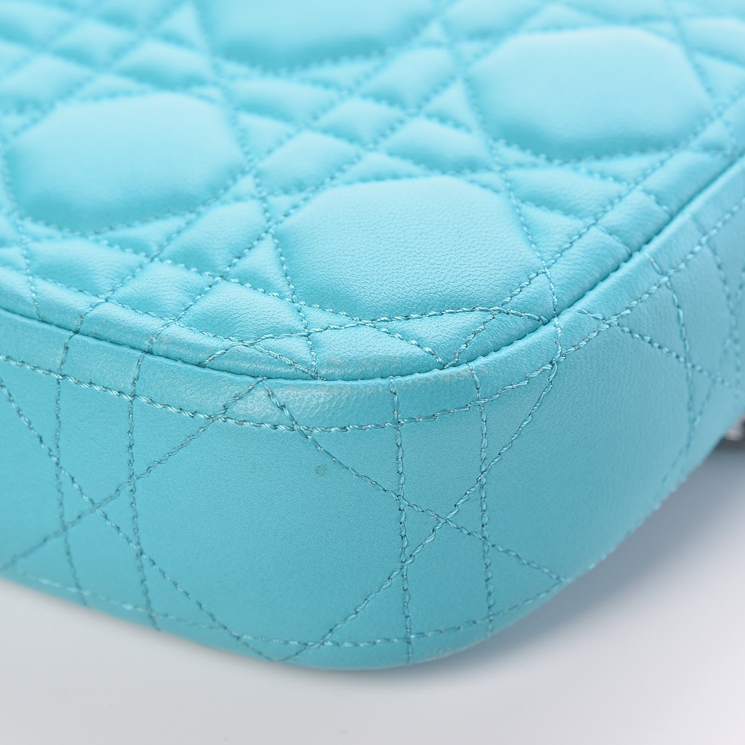 Christian Dior Lambskin Cannage Miss Dior Promenade Pouch Turquoise 10 of 15