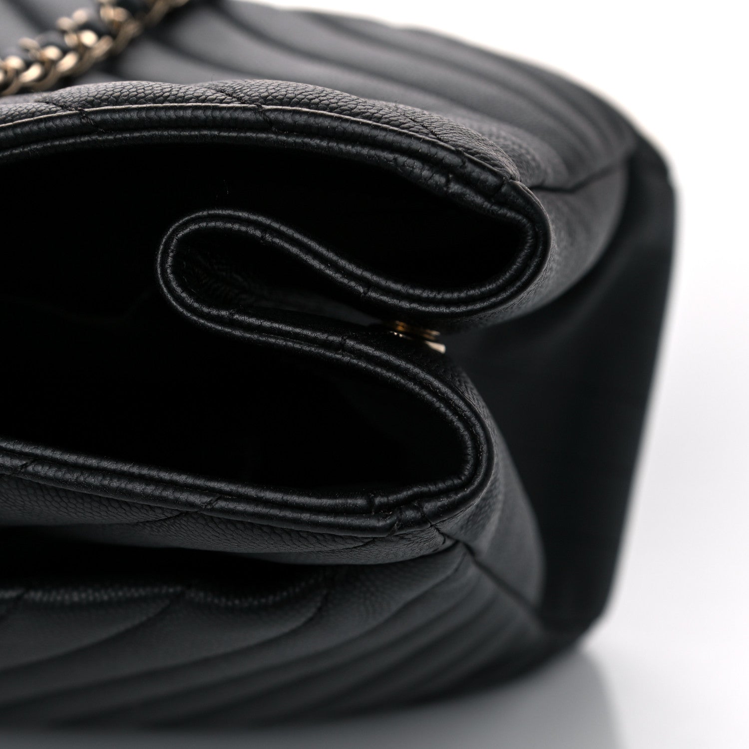 Chanel Caviar Chevron Quilted Large Shopping Tote Black 7 of 8
